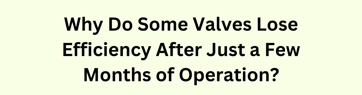 Why Do Some Valves Lose Efficiency After Just a Few Months of Operation?
